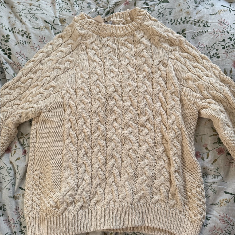 Zara Cable Knit Sweater in Cream